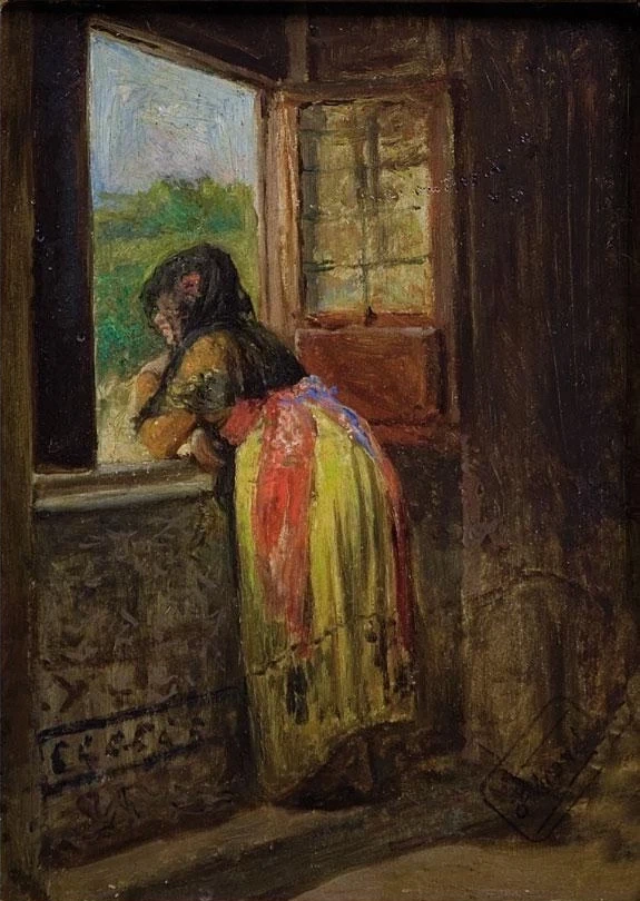 Donna appoggiata alla finestra